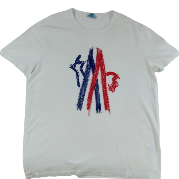 MONCLER Embroidered Mountain Logo Crew Cotton Maglia T-Shirt Designer StreetWear - Picture 3 of 9